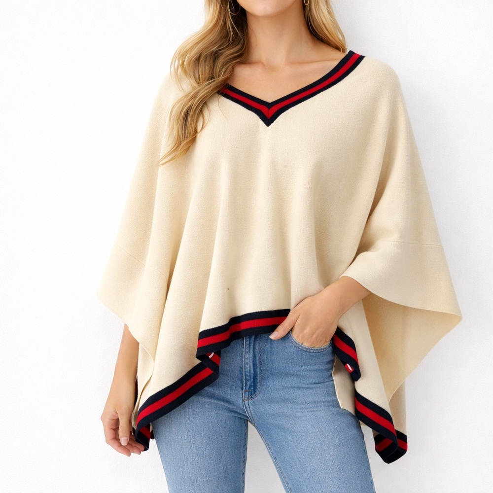 Tuckernuck Camden Knit Sweater Poncho One Size Preppy Coastal Chic Cape